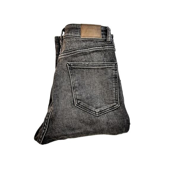 Zara Gray Charcoal Split Hem Denim Jeans Straight Leg Size 4 - Picture 1 of 8